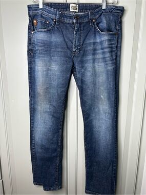 Men's Moon Shine by Braid Paisley 120 proof slim straight jeans 36W x 32L